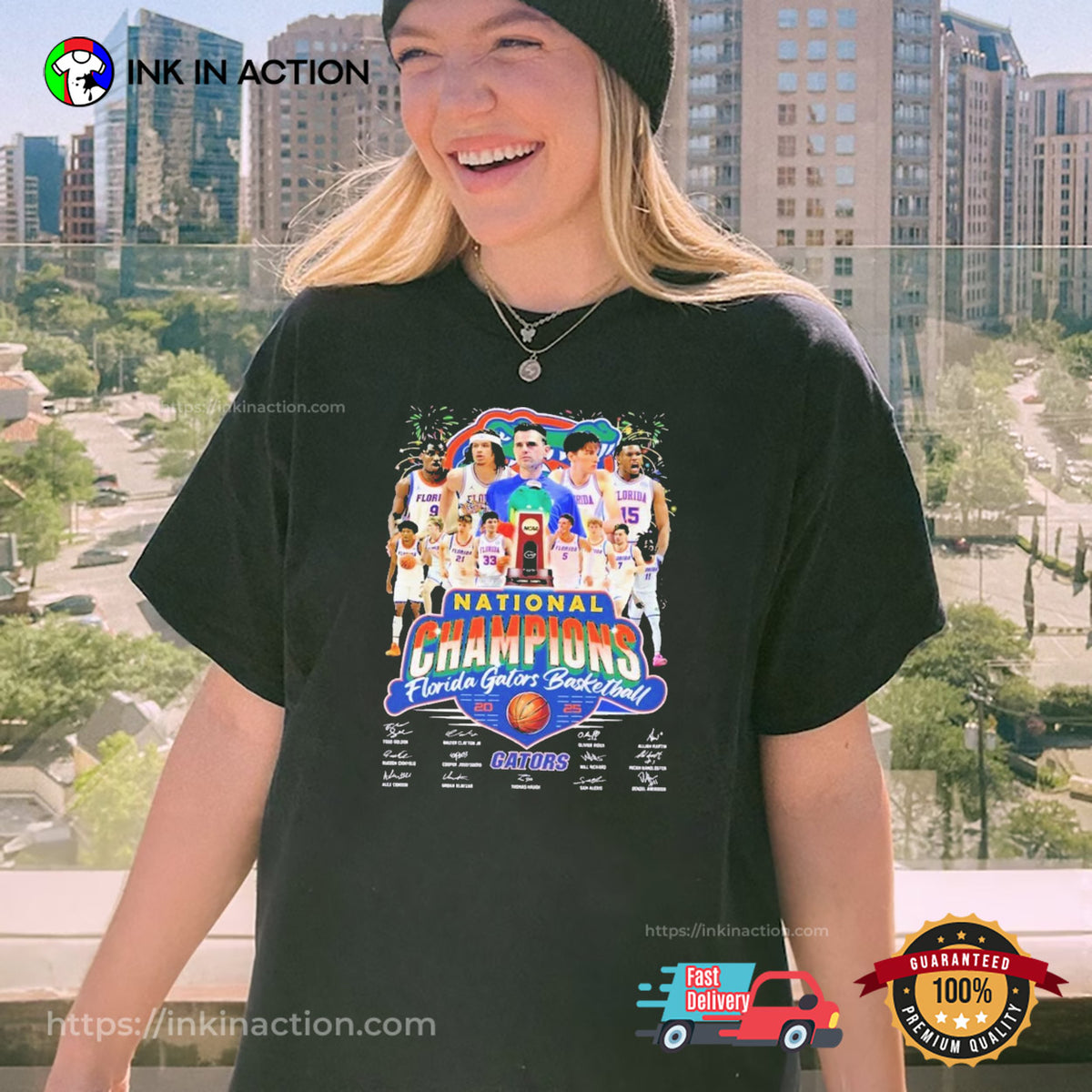 National Champions Florida Gators Basketball 2025 Team Signatures T-shirt