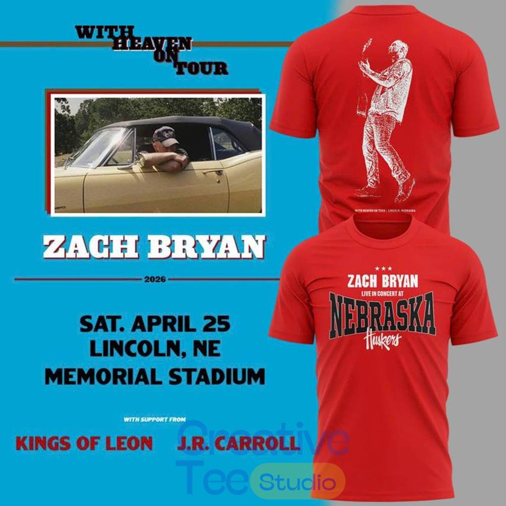 Nebraska Huskers x Zach Bryan With Heaven on Tour 2026 T-Shirt