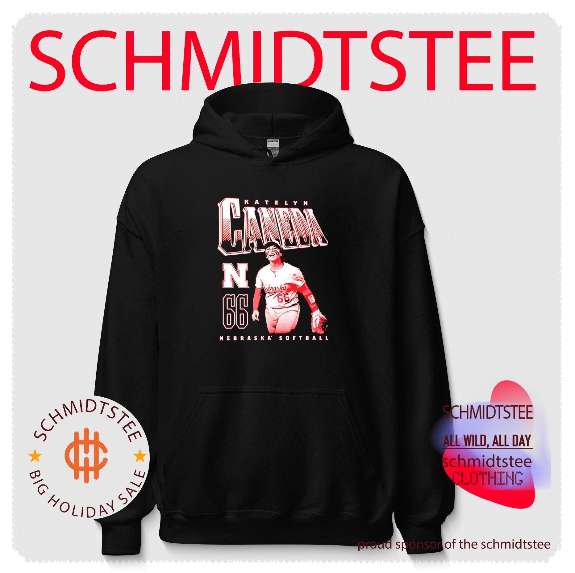 Nebraska Softball Katelyn Caneda number 66 portrait shirt