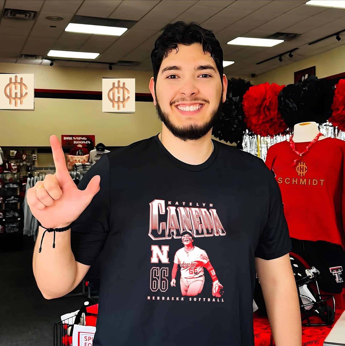 Nebraska Softball Katelyn Caneda number 66 portrait shirt