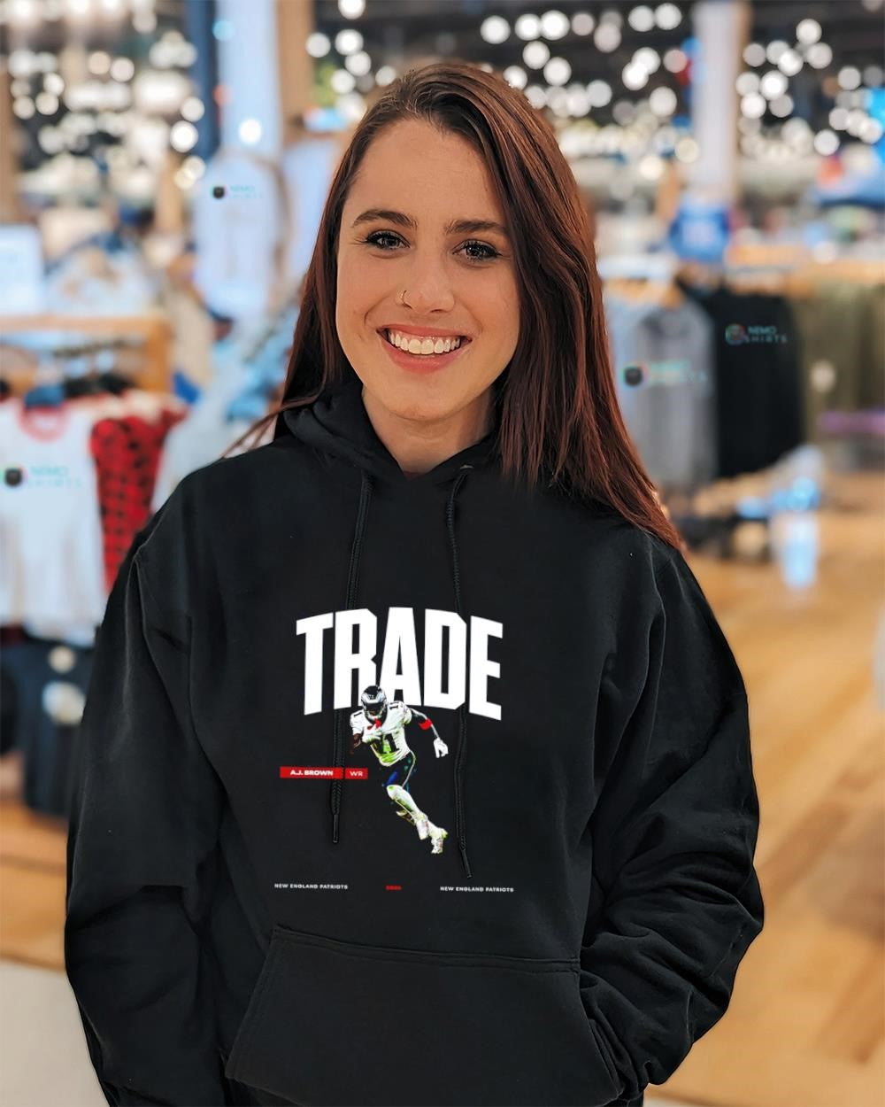 New England Patriots WR A.J. Brown in a trade shirt
