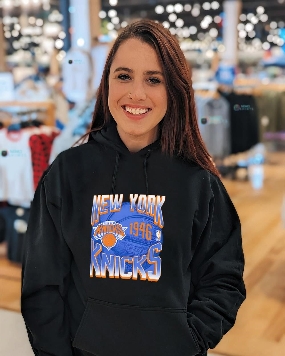 New York Knicks Champion basketball background 1946 logo shirt