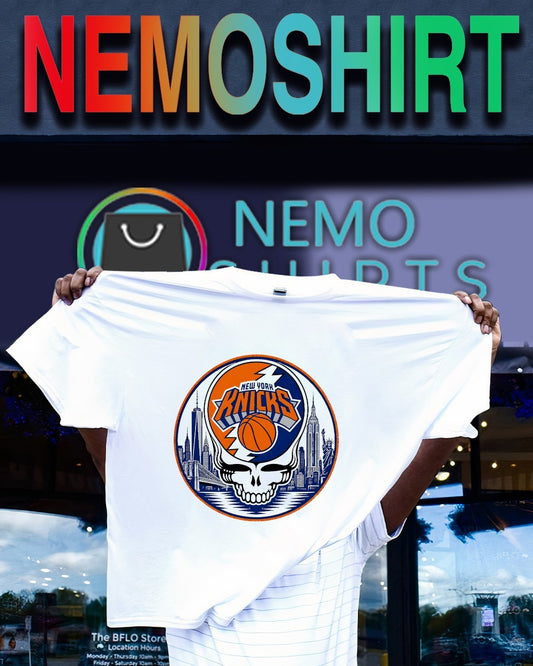 New York Knicks Grateful Dead Steal Your Face skull skyline shirt