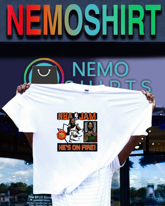 New York Knicks player Jalen Brunson NBA Jam he’s on fire shirt