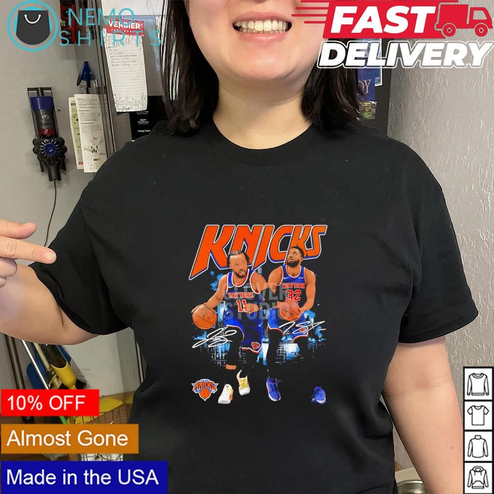 New York Knicks star players Jalen Brunson and Julius Randle signatures shirt