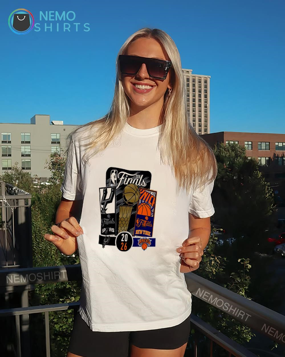 New York Knicks vs. San Antonio Spurs 2026 NBA Finals participant ticket matchup shirt