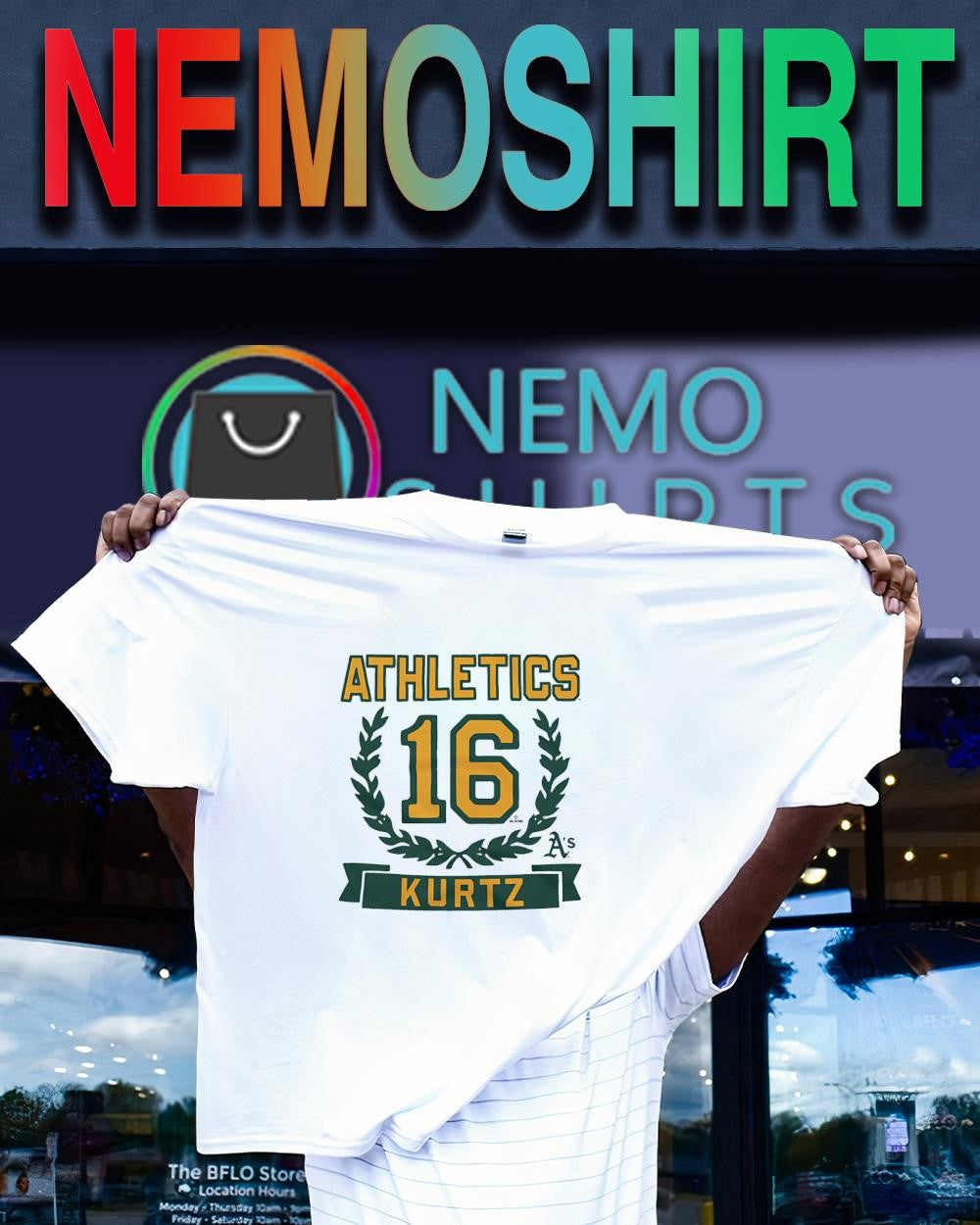 Nick Kurtz 16 Oakland Athletics logo shirt