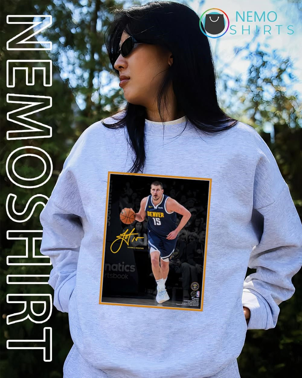 Nikola Jokic Denver Nuggets spotlight photograph signature shirt
