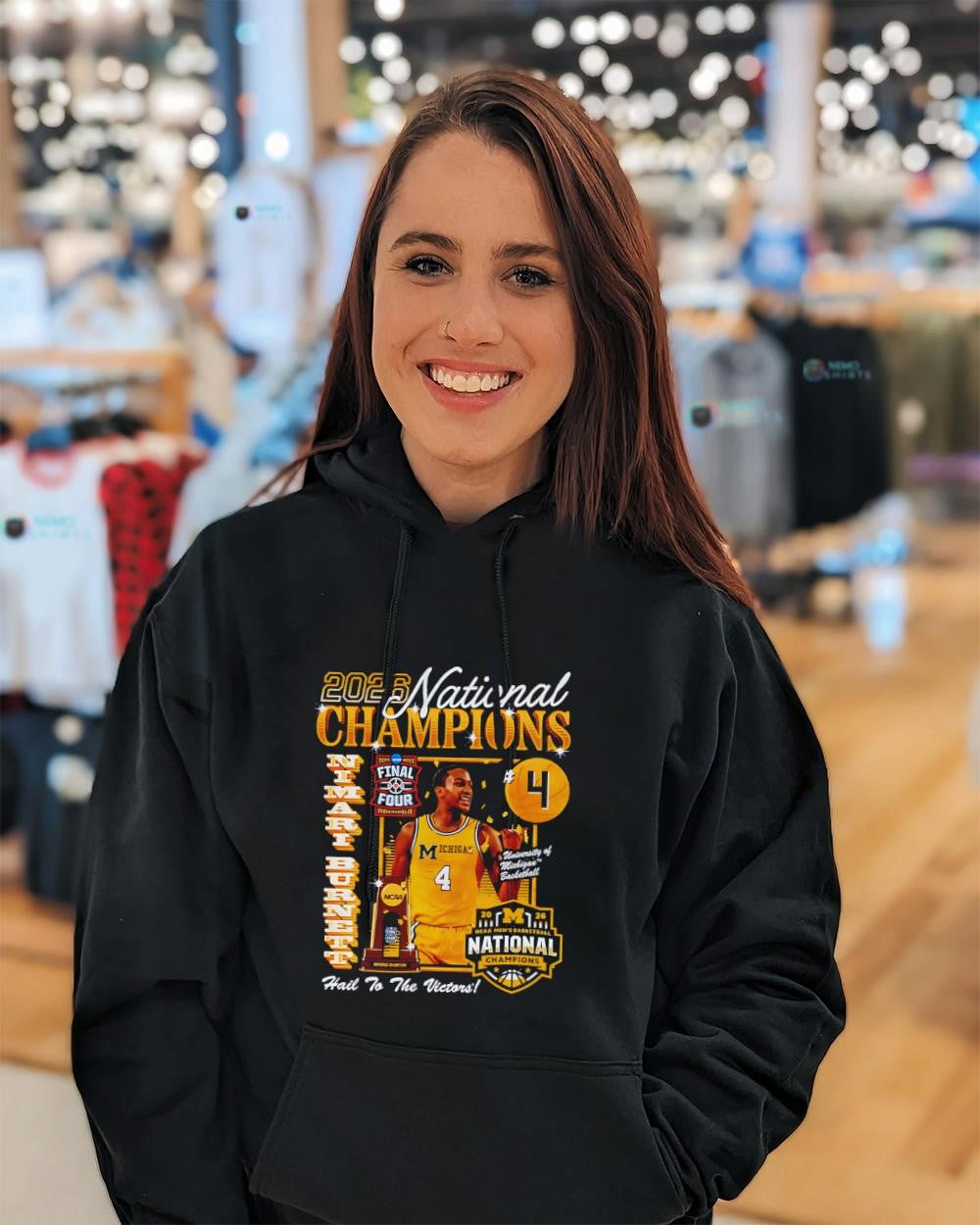 Nimari Burnett No.4 Michigan Wolverines National Champions 2026 shirt
