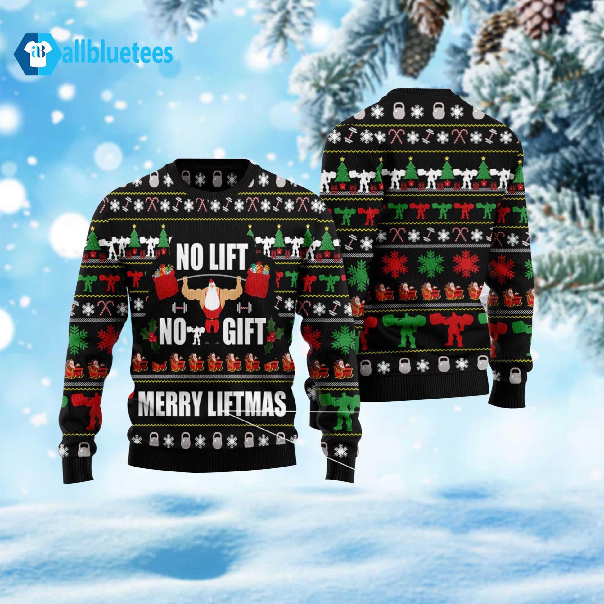 No Lift No Gift Fitness Santa Ugly Christmas Sweater