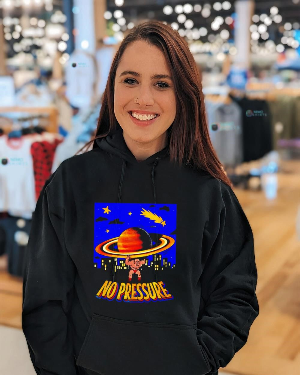 No Pressure strongman figure the planet shirt