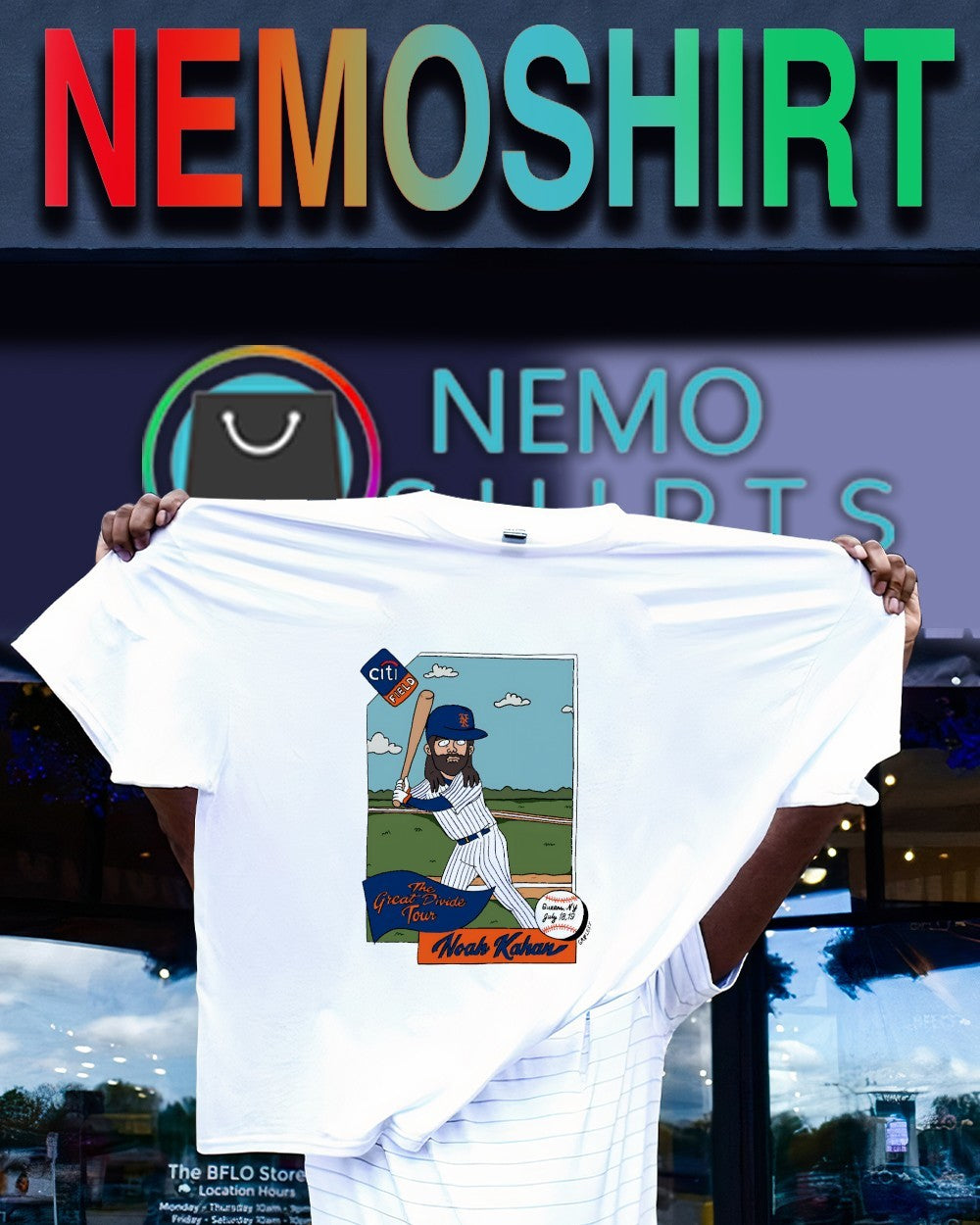 Noah Kahan the great divide tour Citi Field New York Mets shirt