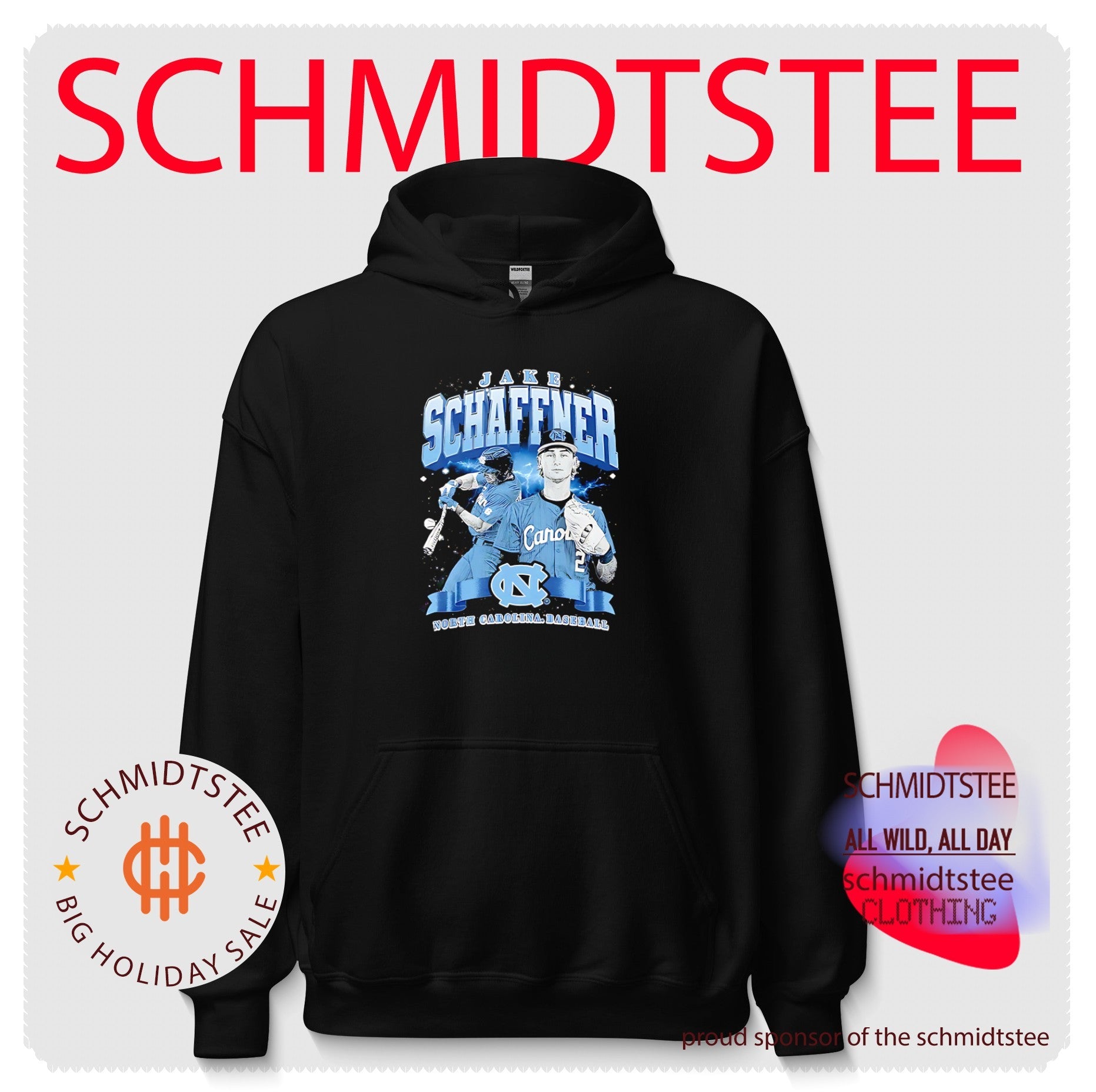 North Carolina Baseball Jake Schaffner illustration shirt