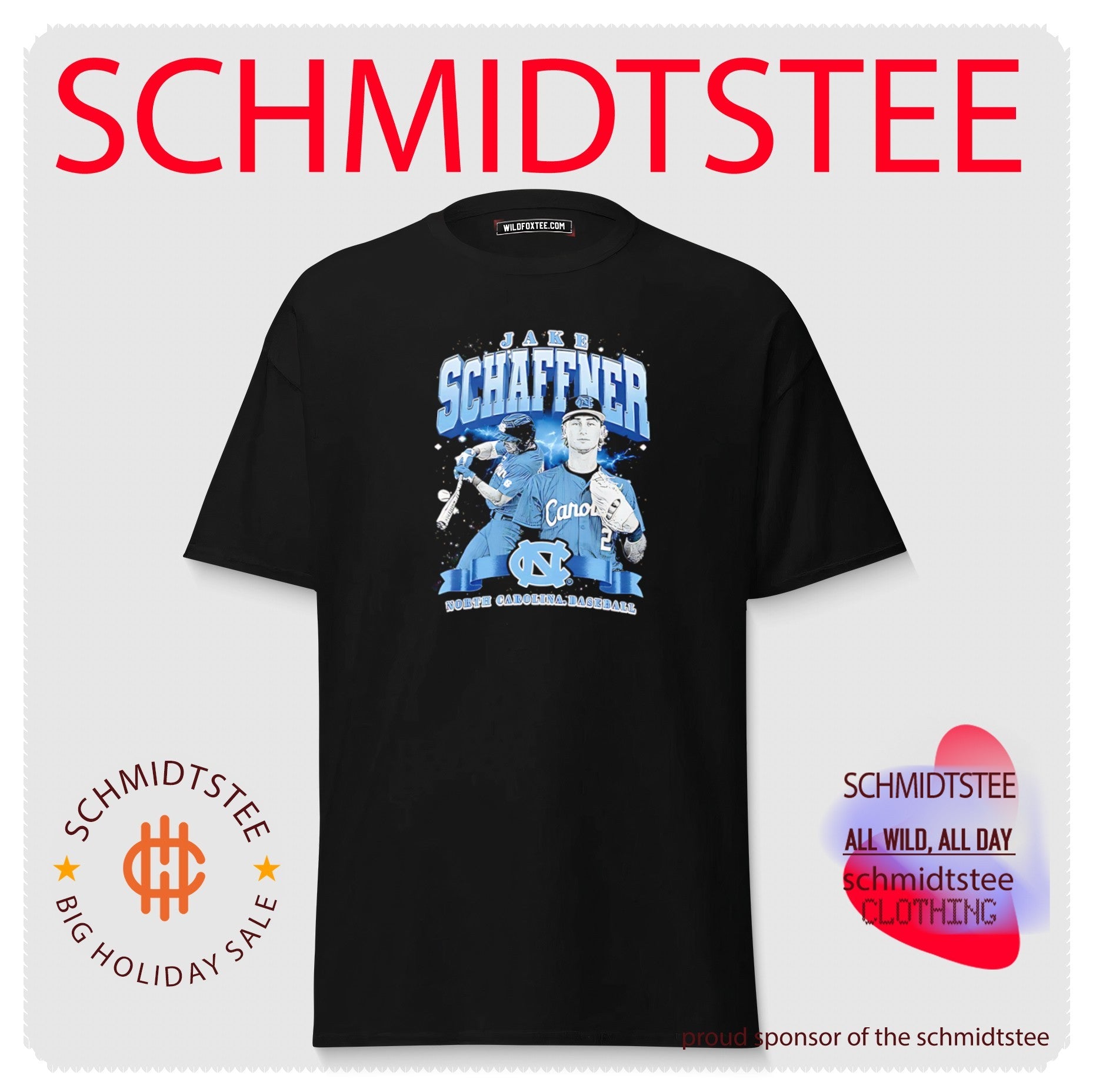 North Carolina Baseball Jake Schaffner illustration shirt