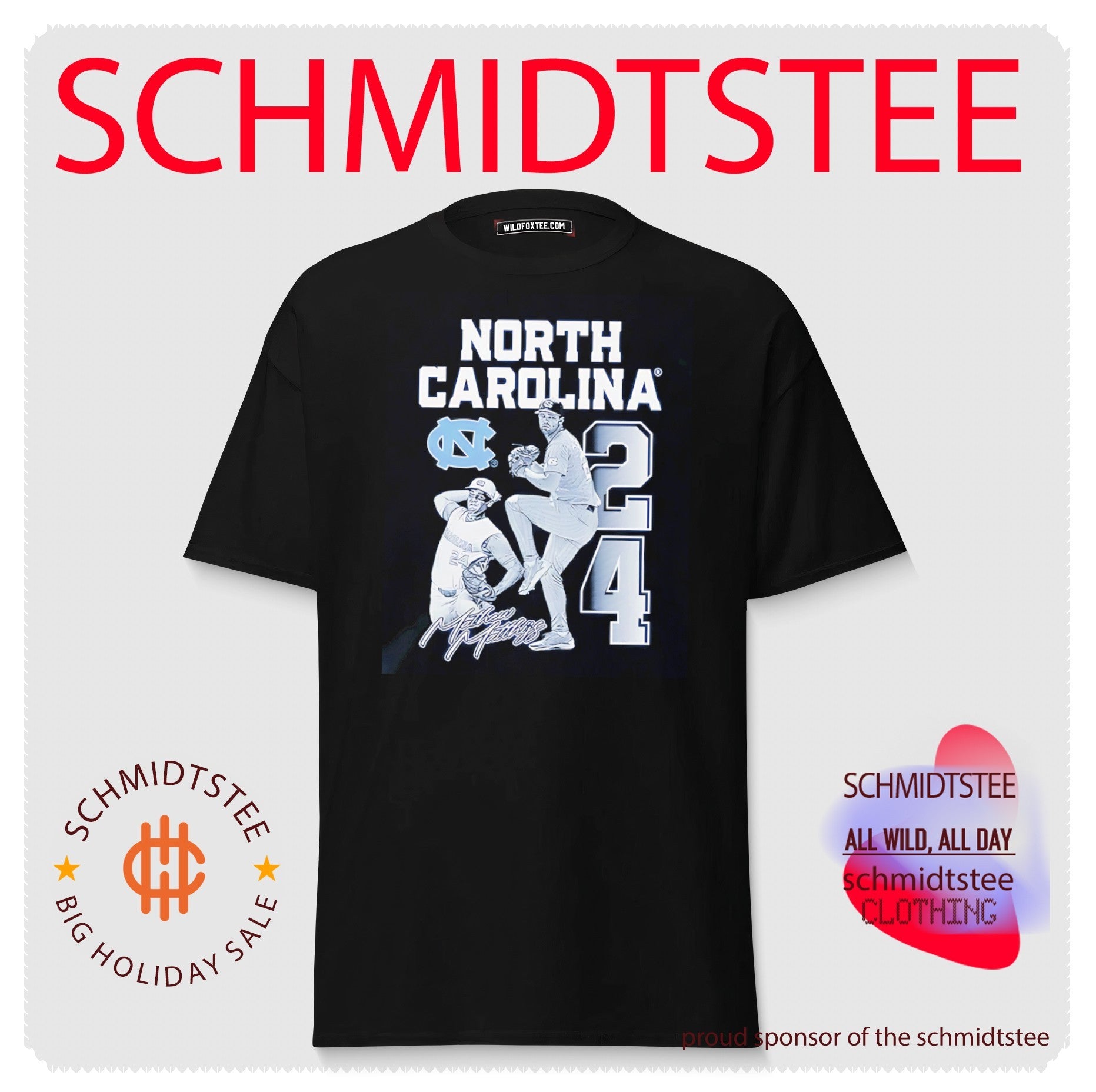 North Carolina Tar Heels baseball Matthew Matthijs number 24 shirt