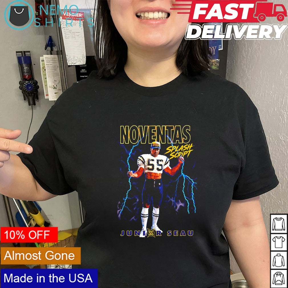 Noventas splash script Junior Seau San Diego Chargers shirt