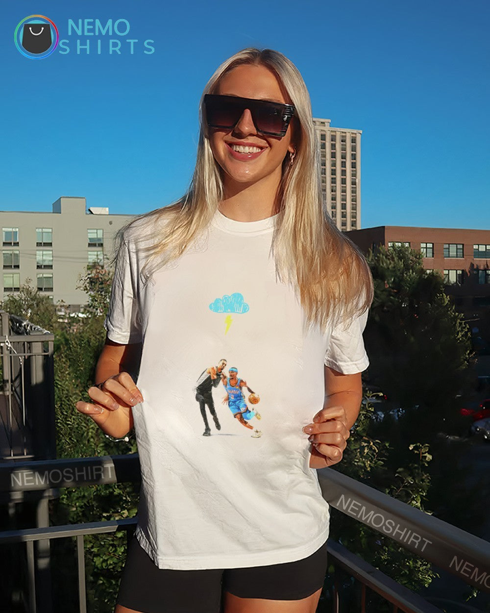 OKC Thunder Shai driving past Victor Wemby shirt