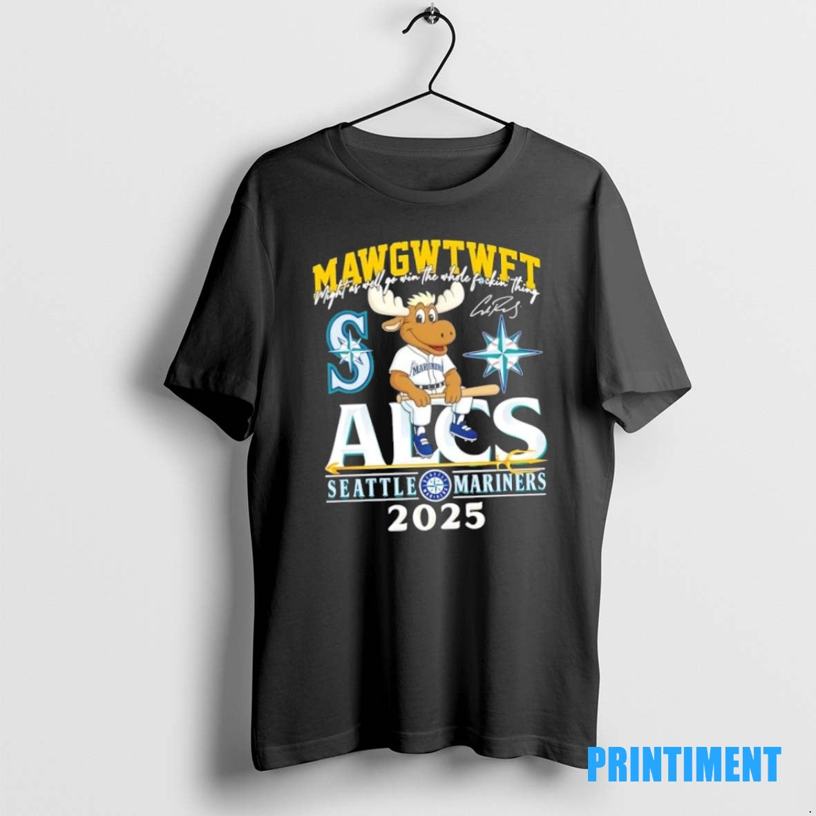 Official 2025 Alcs Mawgwtwft Seattle Mariners Baseball Mascot Tee Sweater