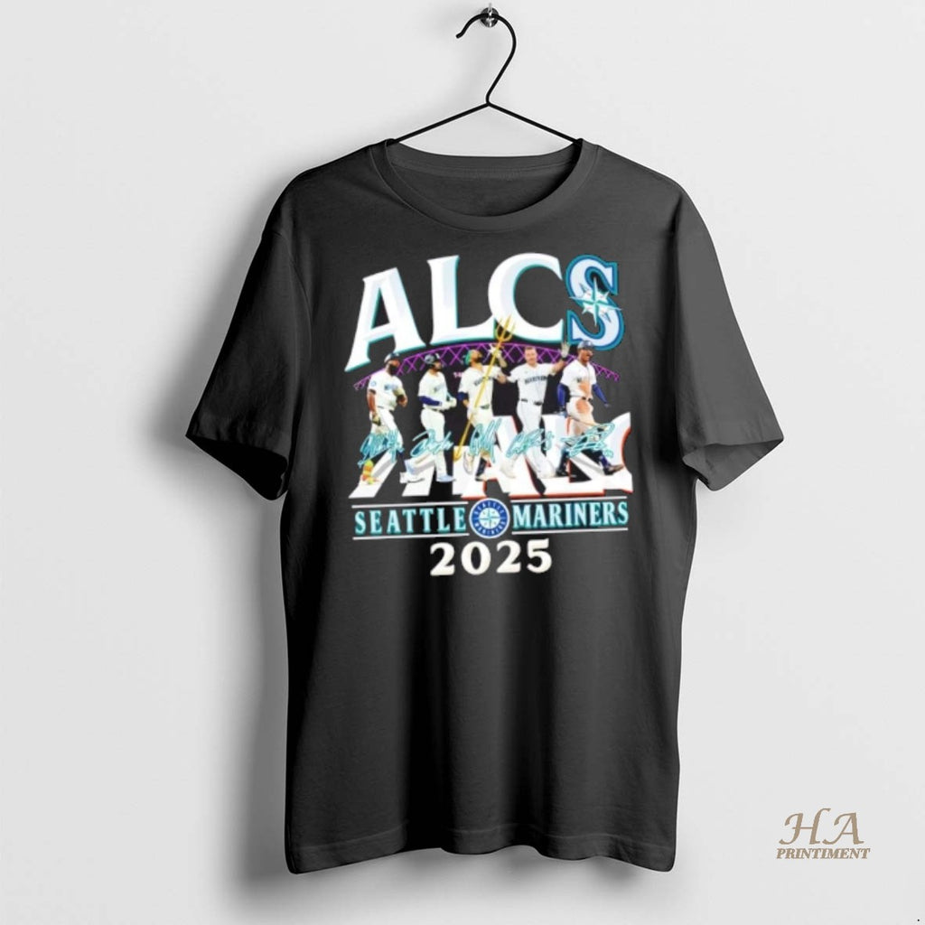 Official 2025 Alcs Seattle Mariners Players Abbey Road Signatures Shirt