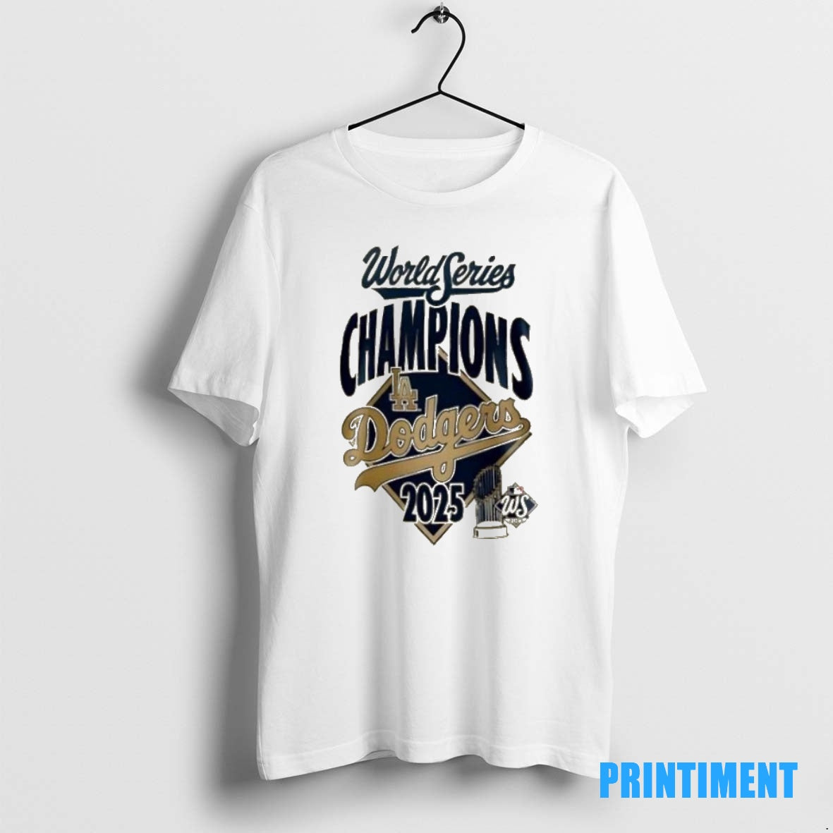 Official 2025 Los Angeles Dodgers Heather Grey World Series Champions 2 Sided Tee Sweater