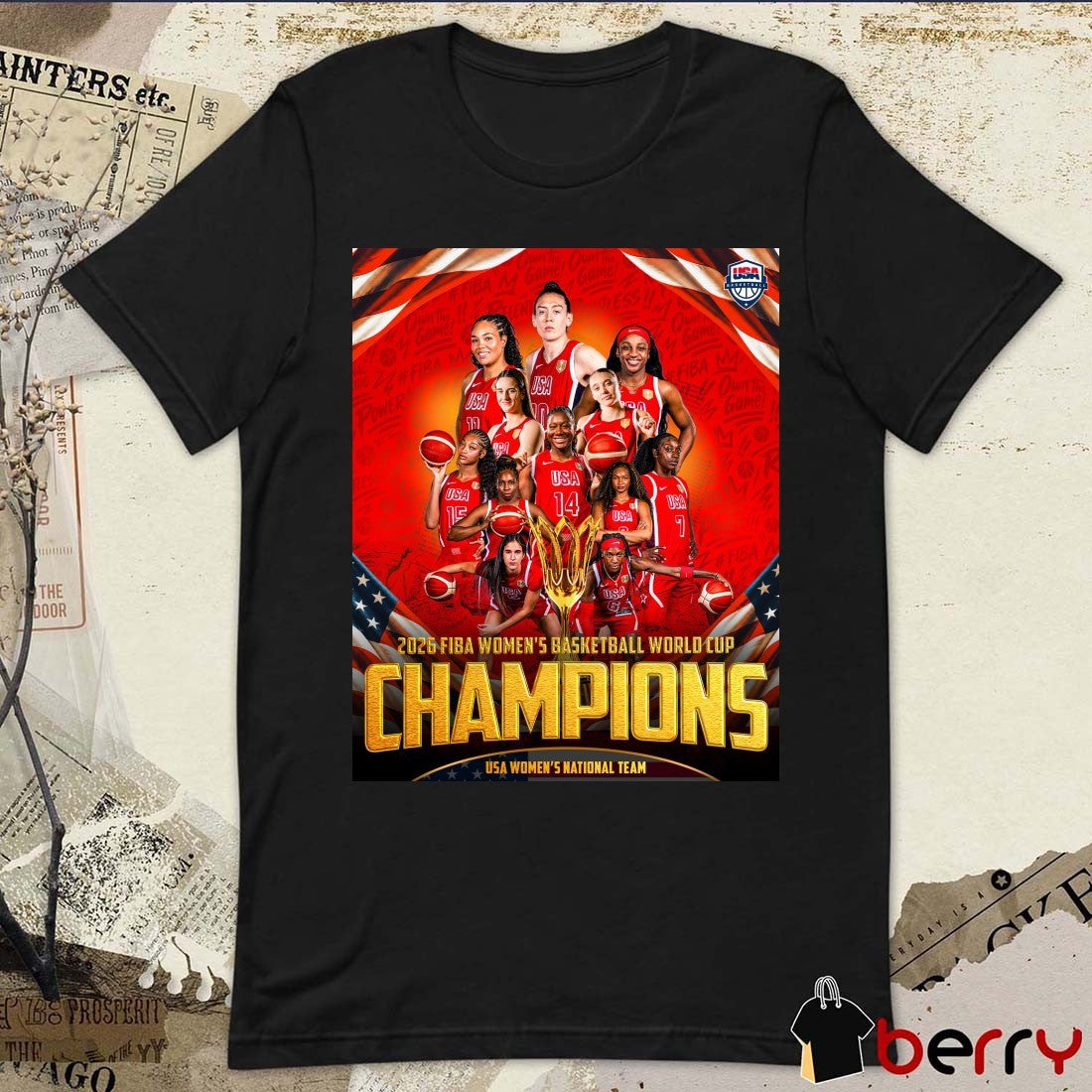 2026 FIBA Women’s Basketball World Cup Champions USA Women’s National Team Poster t-shirt