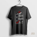 Official 6 7 Meme Nice Naughty 67 Christmas Brainrot Graphic