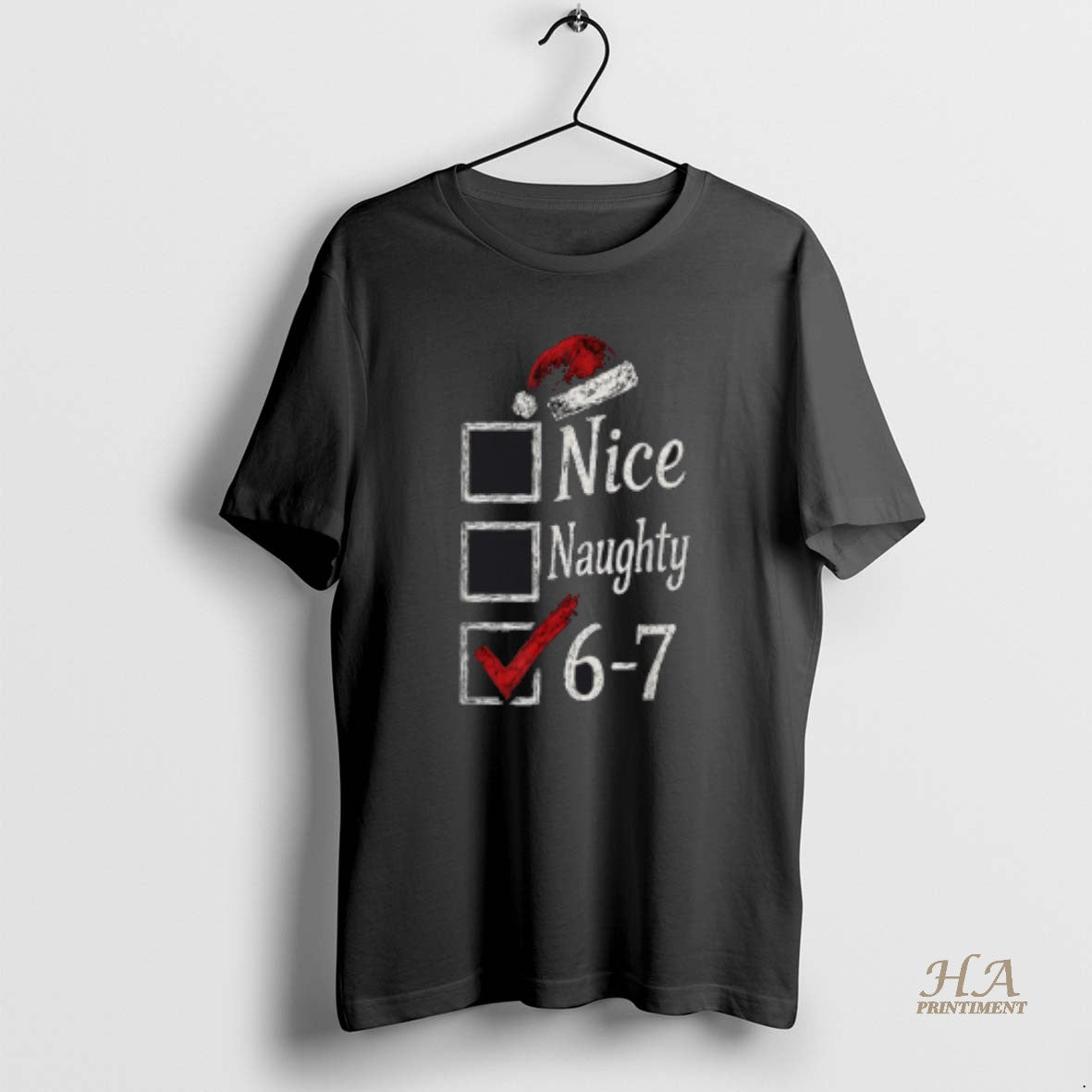 Official 6 7 Meme Nice Naughty 67 Christmas Brainrot Graphic