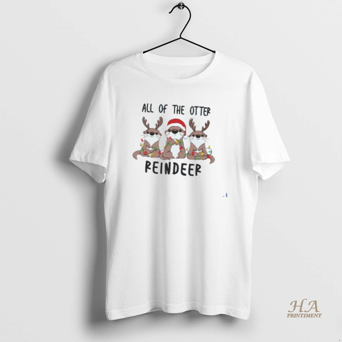 Official All Of The Otter Reindeer Christmas Otter Mens White Tee