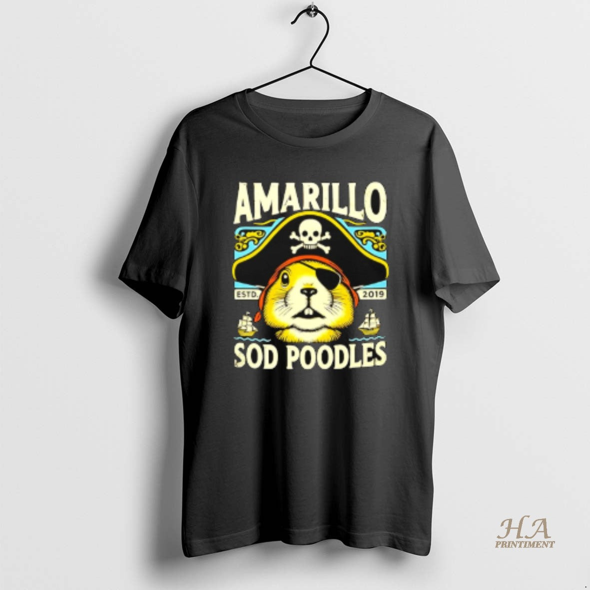 Official Amarillo Sod Poodles Black Prairie Dog Pirate