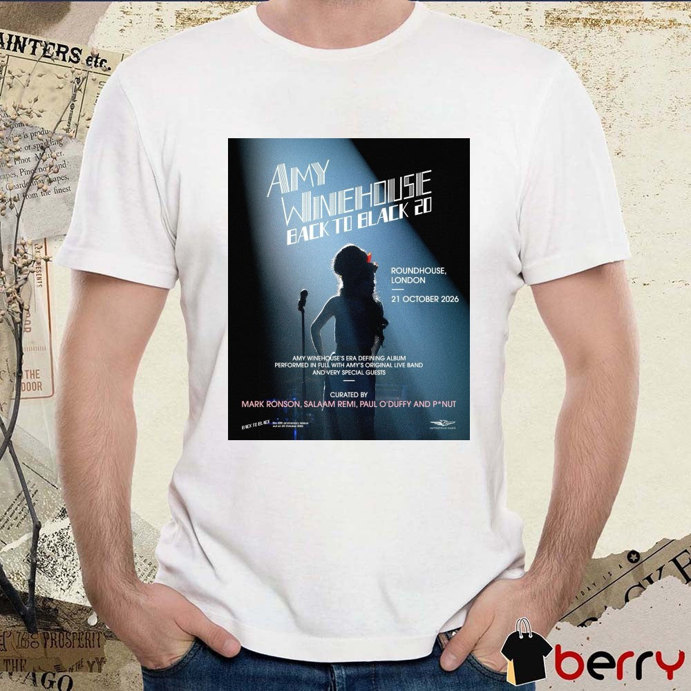 Amy Winehouse Back To Black 20 Roundhouse London 21 October 2026 Poster t-shirt