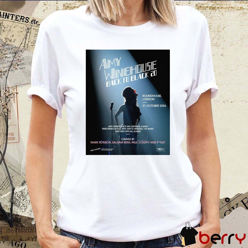 Amy Winehouse Back To Black 20 Roundhouse London 21 October 2026 Poster t-shirt
