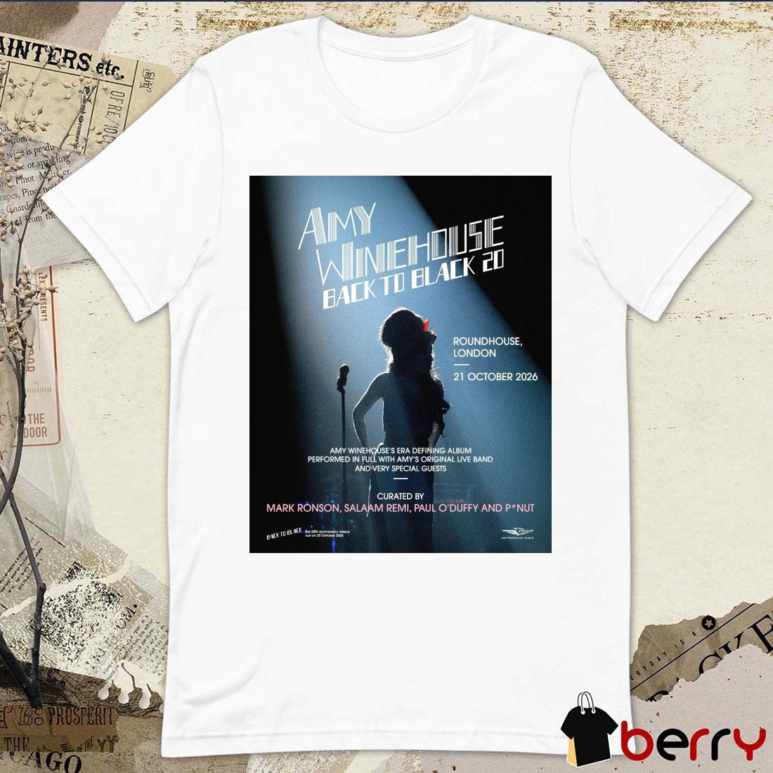 Amy Winehouse Back To Black 20 Roundhouse London 21 October 2026 Poster t-shirt