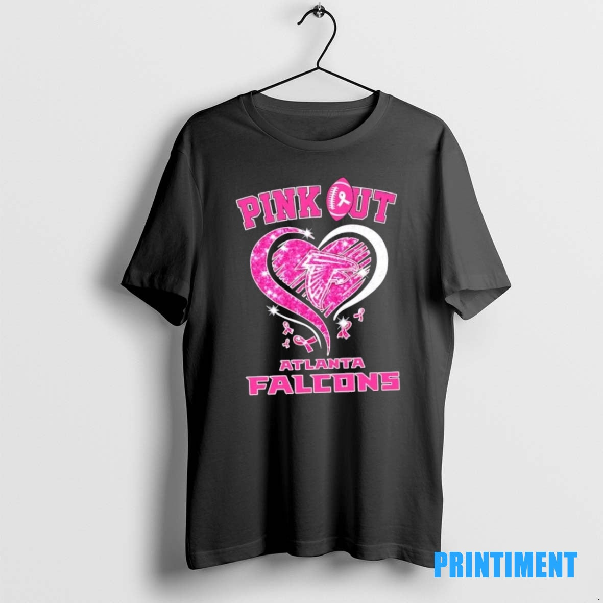 Official Atlanta Falcons Football X Pink Out Hearts Tee Sweater