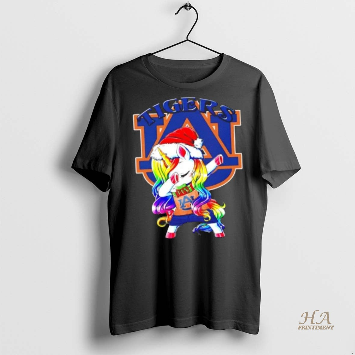 Official Auburn Tigers Football X Unicorn Santa Hat Dabbing Merry Christmas Shirt