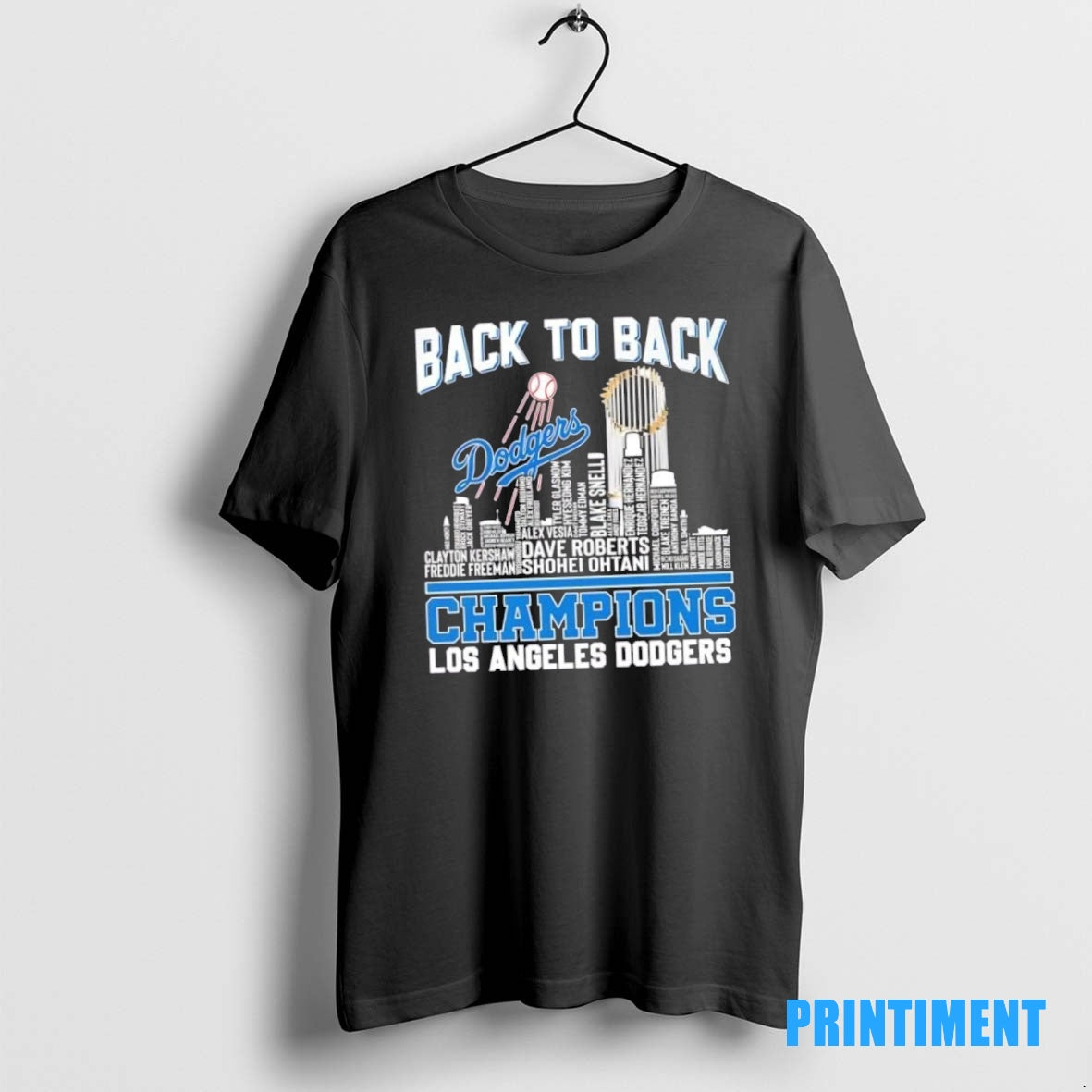 Official Back To Back Champions Los Angeles Dodgers All Names City Skyline Tee Sweater