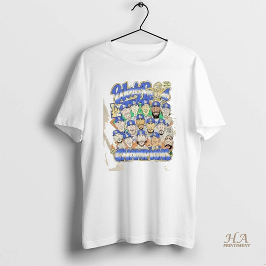 Official Back To Back 2025 World Series Champions Los Angeles Dodgers All Players Caricature