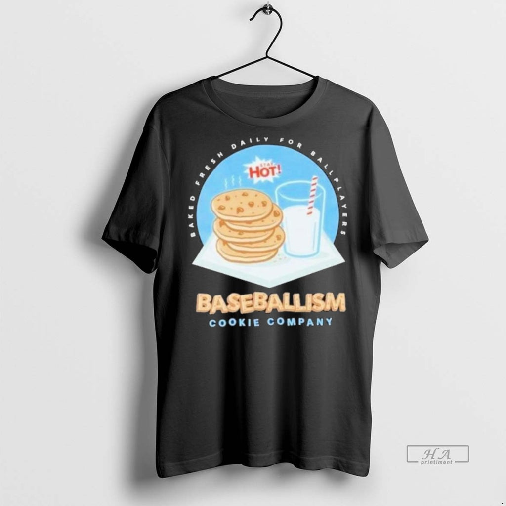Official Baked Fresh Daily For Ballplayers Cookies Milk Baseballism Long Sleve Shirt