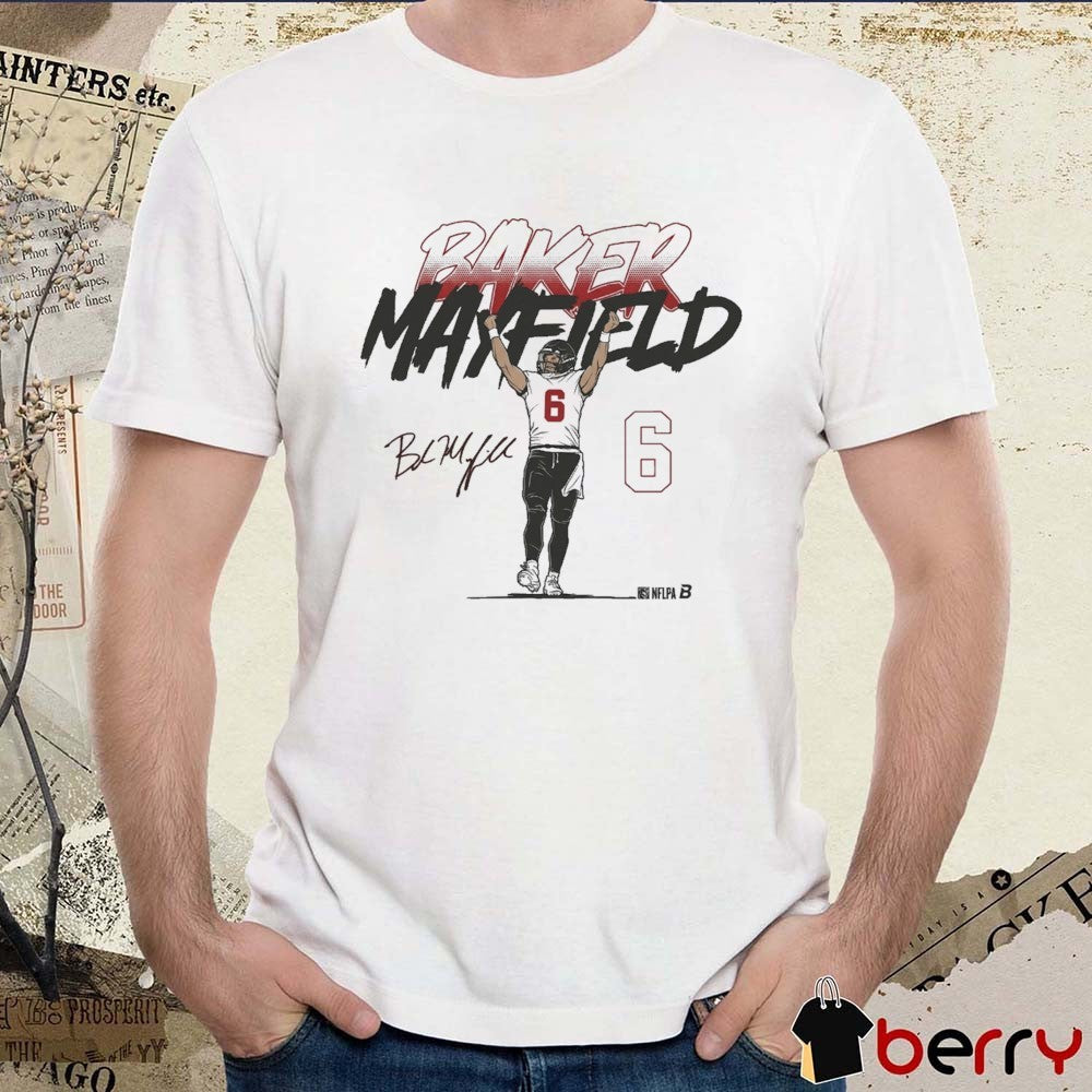 Baker Mayfield Name and Number Pose Tampa Bay Buccaneers Signature t-shirt