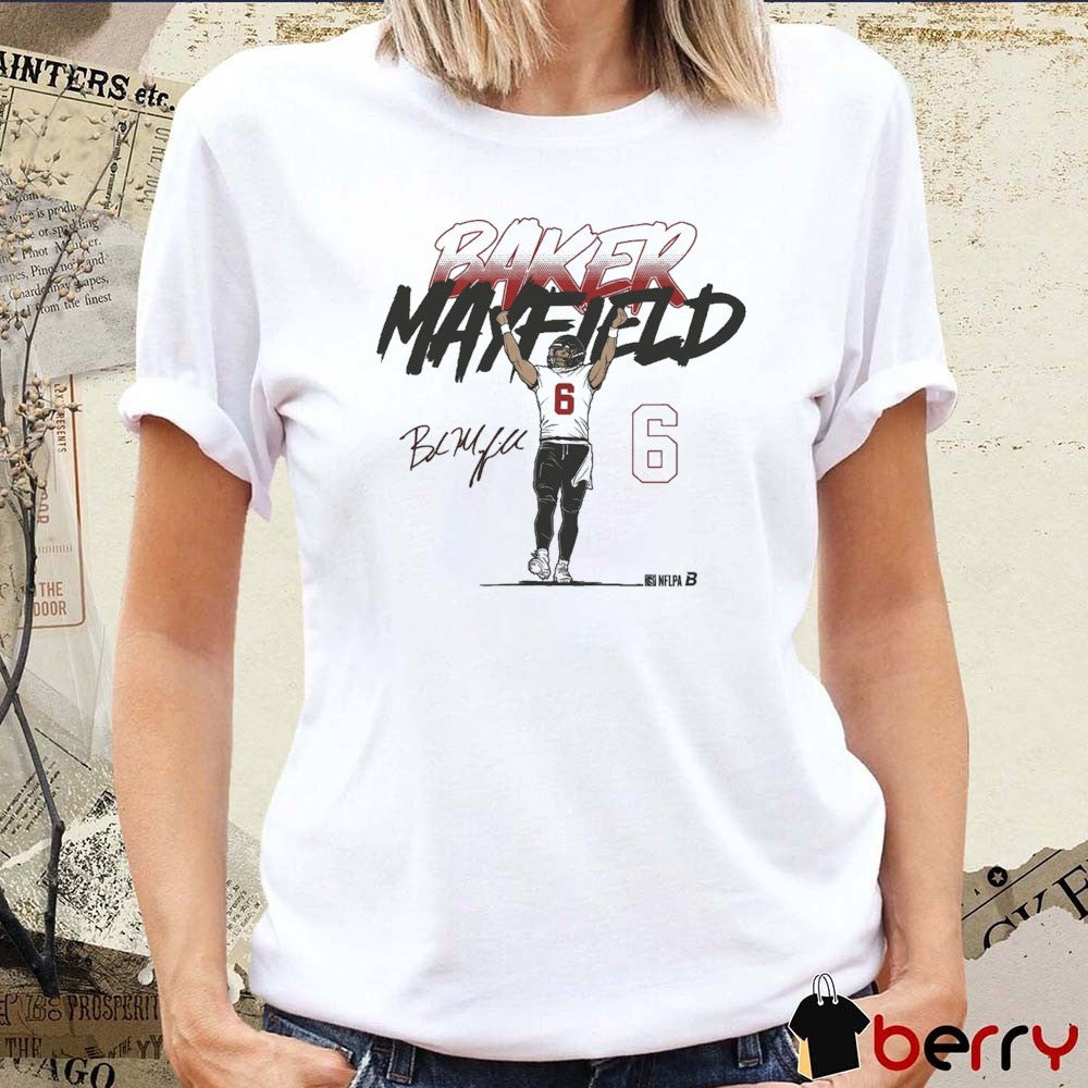 Baker Mayfield Name and Number Pose Tampa Bay Buccaneers Signature t-shirt