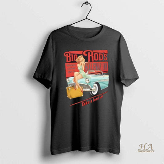 Official Big Rods Halfway Inn Retro Pin Up Classic Car