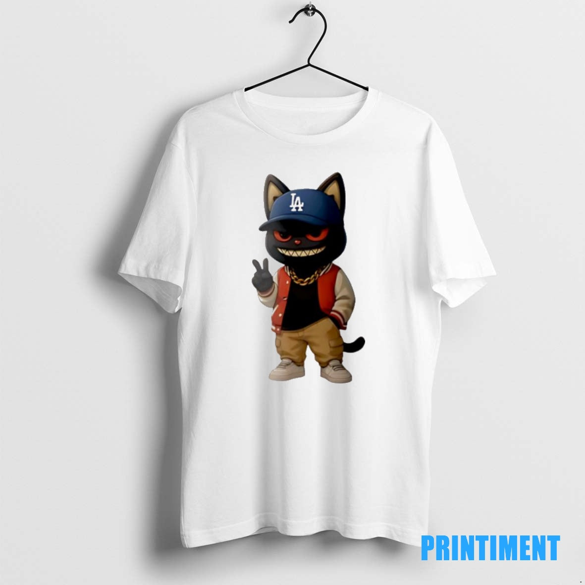 Official Black Cat Hiphop With Hat La Dodgers Tee Sweater