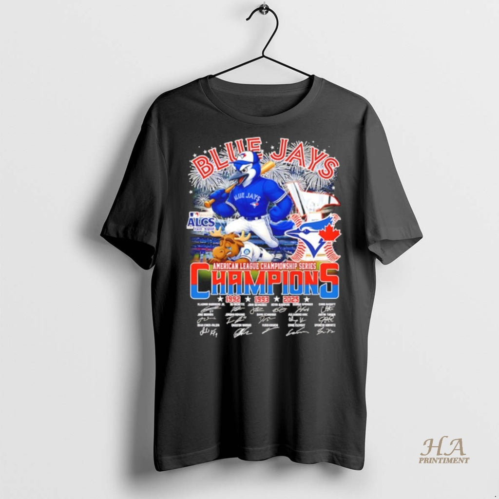 Official Blue Jays Baseball Alcs Champions 3x Signatures Mascot Shirt