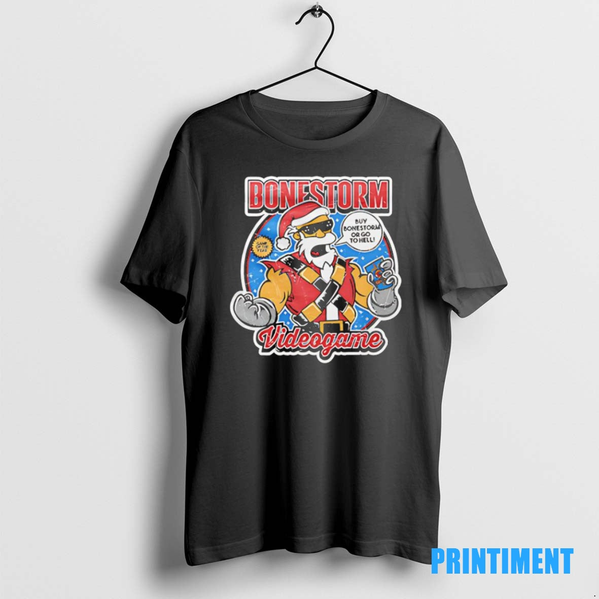 Official Bonestorm Santa Claus Character Video Game Controller Tee Sweater