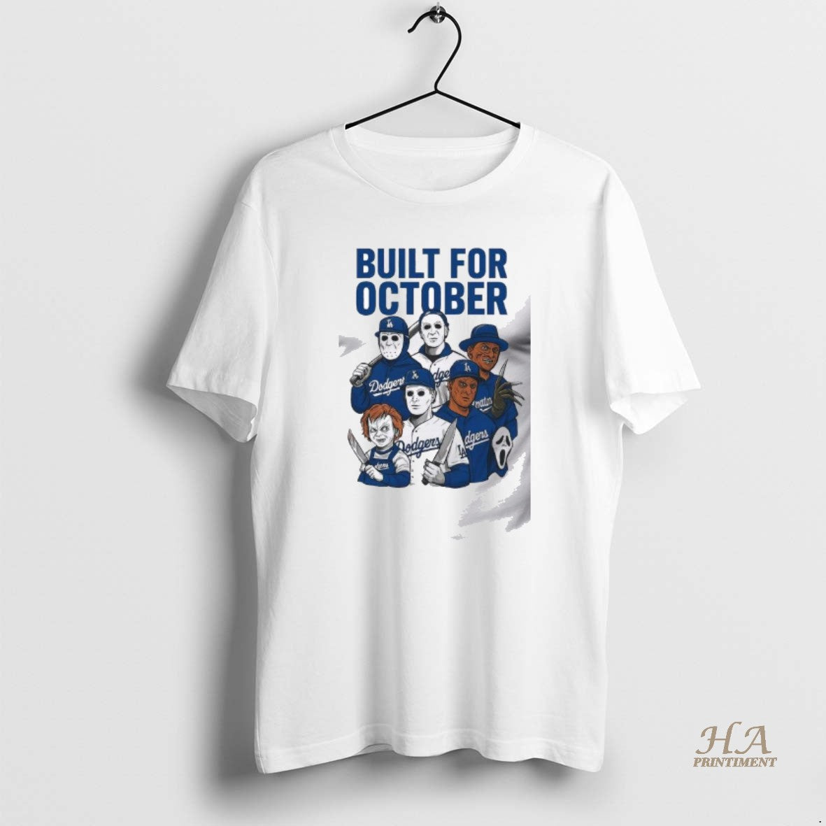 Official Built For October Los Angeles Dodgers Horror Characters 2025 T Men