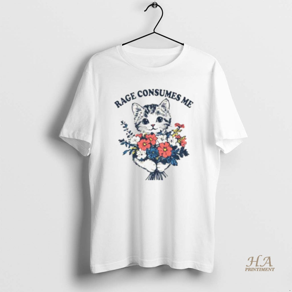 Official Cat Holding Flower Rage Consumes Me Vintage