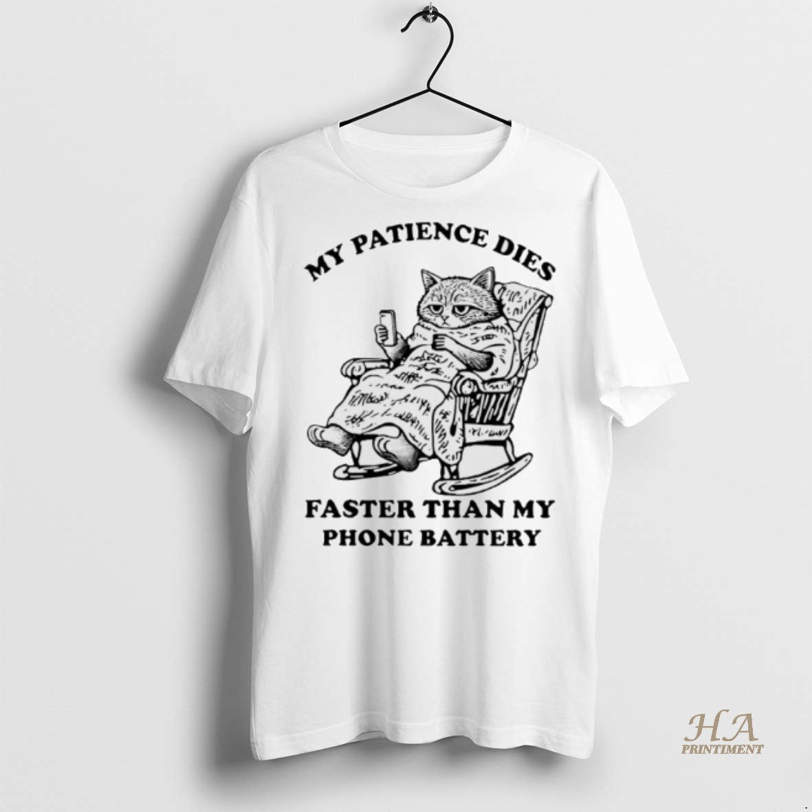 Official Cat My Patience Dies Faster Than My Phone Battery Shirt