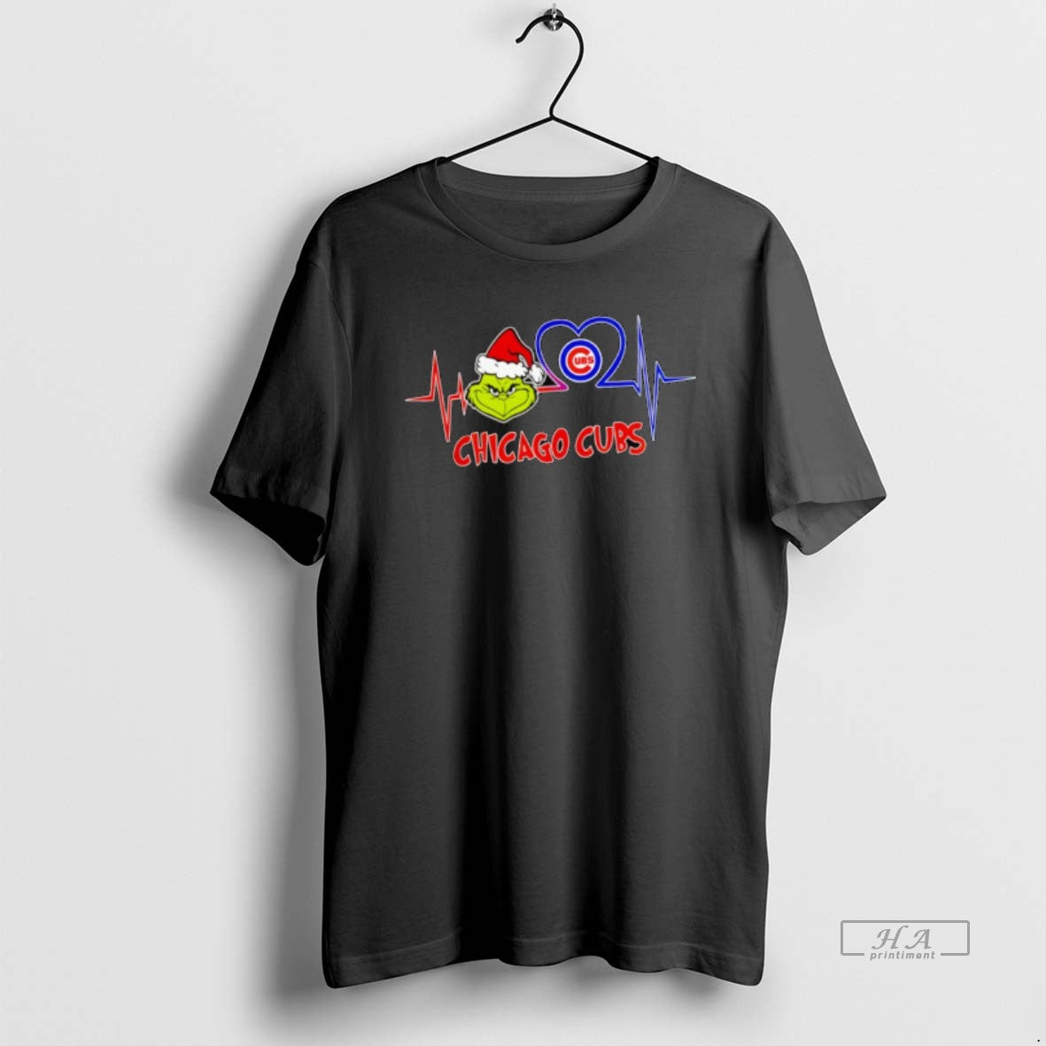 Official Chicago Cubs X Grinch Santa Heartbeat Love Logo Merry Christmas