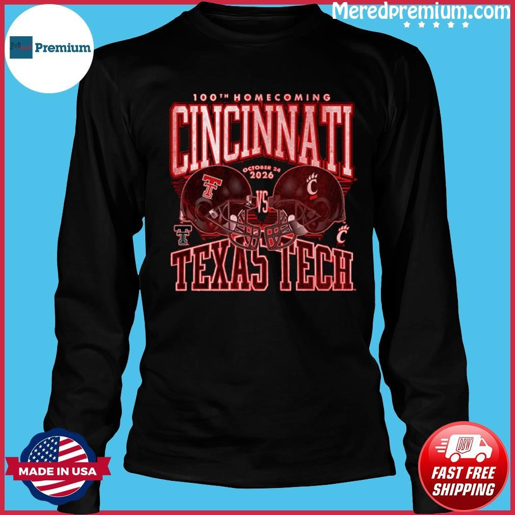 Cincinnati Bearcats vs Texas Tech Red Raiders 2026 100th Homecoming Football Shirt