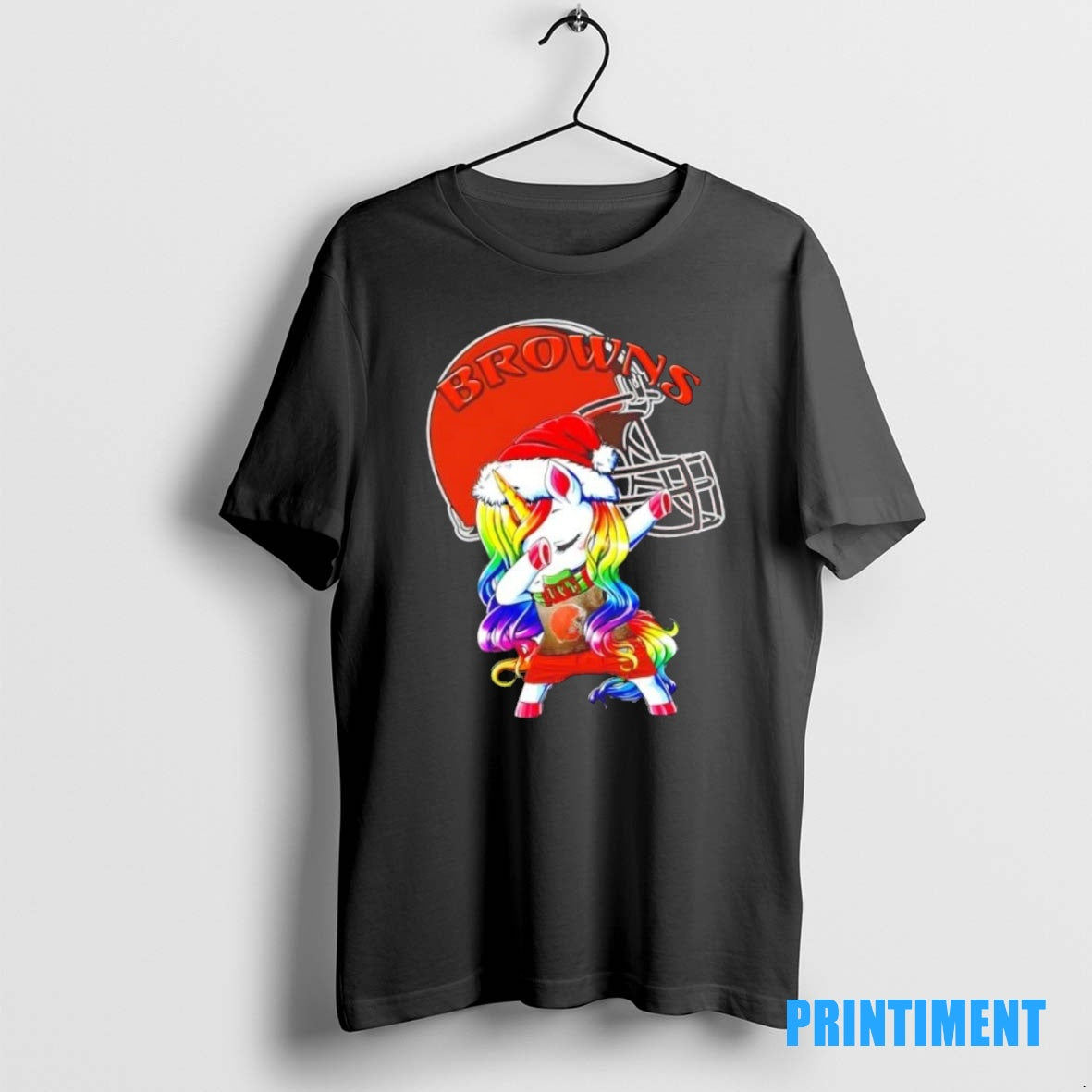 Official Cleveland Browns X Unicorn Santa Hat Dabbing Merry Christmas Tee Sweater