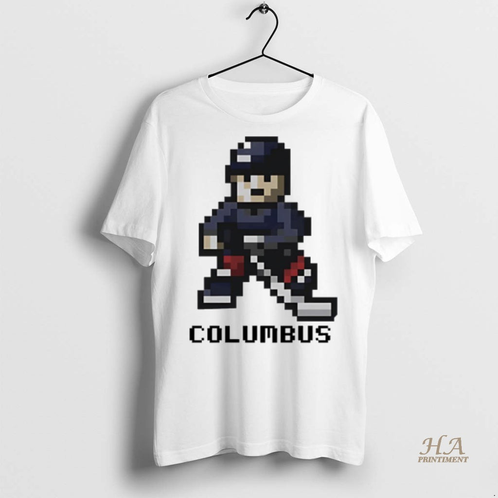 Official Columbus Blue Jackets Hockey 8 Bit Retro Baller Shirt